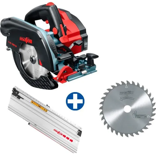 Mafell Handzaag K 65 18M bl in T-MAX met geleiderail en zaagblad