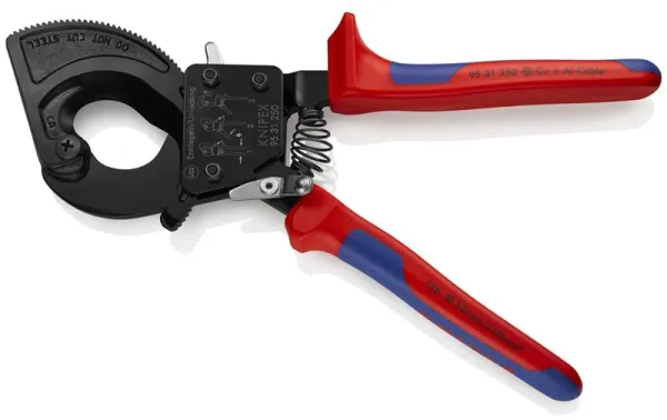 Knipex Kabelschaar (Ratelprincipe) zwart gelakt, met meercomponentenhandgreep 250 mm