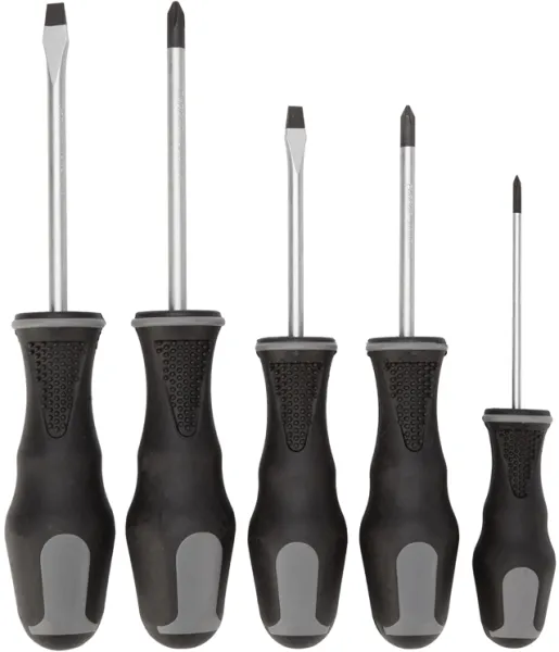 Atredo - Schroevendraaierset - Kruiskop en sleuf - 5 stuks - Zwarte handgrepen