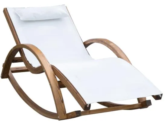 Homeville Lux ligstoel in larikshout m. schommel functie 150x60x50cm