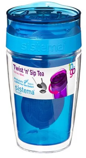 Thermokop voor thee 370 ml roze, blauw, limoen, meloen, paars Sistema